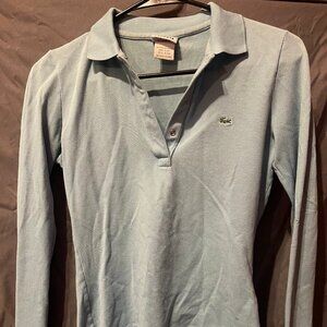 Womens Lacoste Long Sleeve Slim Fit Polo Shirt in Light Blue